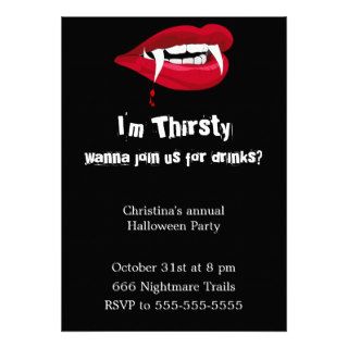 Thirsty Vampire Halloween Party Invitation