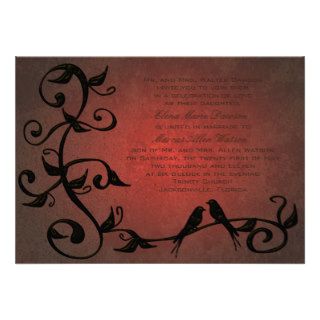 Crimson Grunge Vines Wedding Invitation