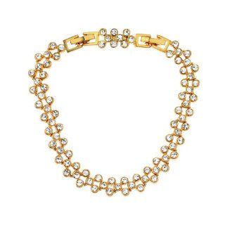 Neoglory 14k Gold Plated Rhinestone Bracelets for Teen Girls Fashion Jewelry Strand Bracelets Jewelry