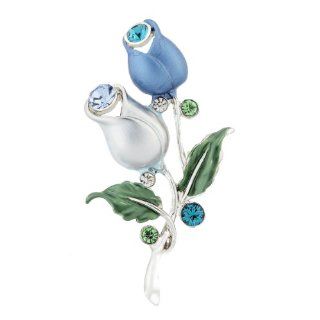Neoglory Jewelry Blue Rose Tulip Flower Brooch Charm Jewelry Jewelry