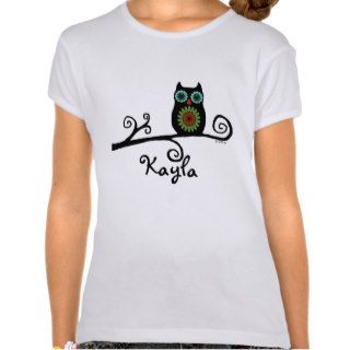 Retro Owl Kids Fitted T Shirt