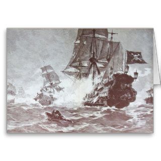 PIRATE SHIP BATTLE / ANTIQUE PIRATES TREASURE MAPS GREETING CARDS