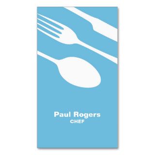Blue chef or catering cutlery business card