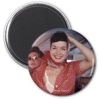 Bettie Page Wind Blown with a little Bra Showing Refrigerator Magnets