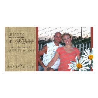 Burlap and Daisy Country Save the Date Customized Photo Card
