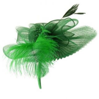 Handmade Floral Beads Feathers Removable Headband Fascinator Cocktail Hat Green Clothing