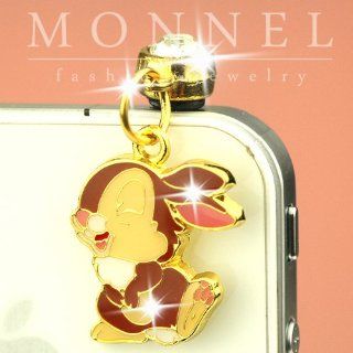 ip474 Cute Golden Tone Rabbit Anti Dust Plug Cover Charm For iPhone 4 4S Cell Phones & Accessories
