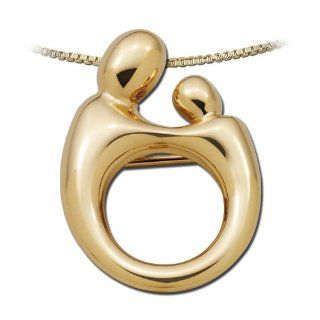14K Yellow Gold Mother and Child Queen Size Pendant/Pin with Chain Janel Russell Jewelry