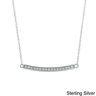 Eternally Haute Sterling Silver Cubic Zirconia Pave Bar Necklace Eternally Haute Cubic Zirconia Necklaces
