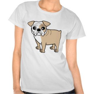 Cute Fawn and White Coat Bulldog Cartoon Shirt