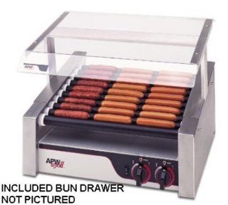 APW Wyott HRS 31SBD 30 Hot Dog Roller Grill w/Bun Storage   Slanted Top, 208v, Each Electric Contact Grills Kitchen & Dining