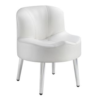 Bridgeport Ergonomic Contour Soft White Faux Leather Swivel Modern Metal Legs Accent Chair Chairs