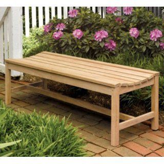 Collegiate Backless Wood Bench  Outdoor Benches  Patio, Lawn & Garden