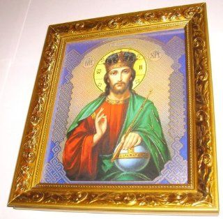 Jesus Christ Pantocrator framed   Christian Orthodox Icon Prayer  Lithographic Prints  