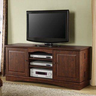 60" Wood TV Stand with Media Storage (Brown) (24"H x 60"W x 16"D)   Television Stands
