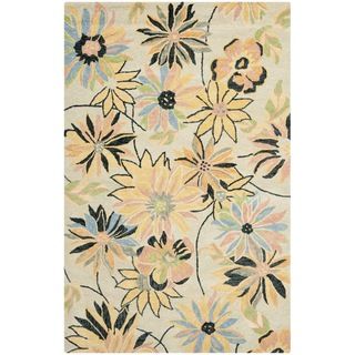Handmade Blossom Beige Casual Floral Wool Rug (8' x 10') Safavieh 7x9   10x14 Rugs