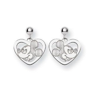14k White Gold Disney Mickey Heart Earrings Jewelry