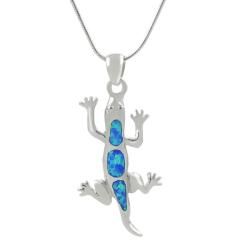 Tressa Sterling Silver Blue Opal Lizard Necklace Tressa Gemstone Necklaces