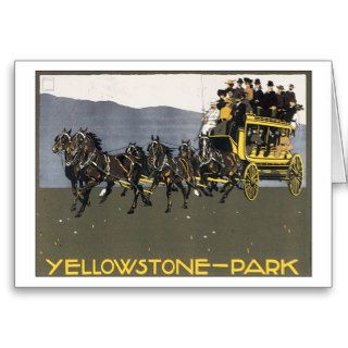 Vintage Yellowstone Park WY Travel Poster Art Greeting Cards