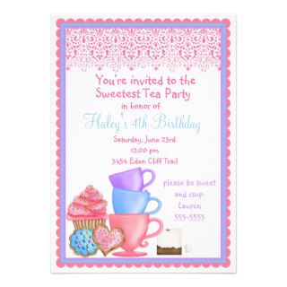 Wonderland Tea Party Birthday Invitations