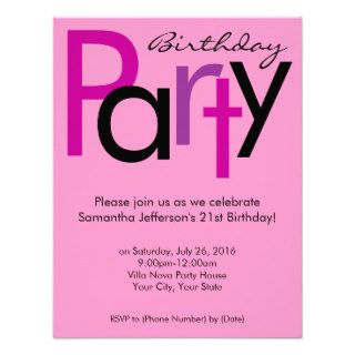 Pink, Purple,Black Block Birthday Party Invitation