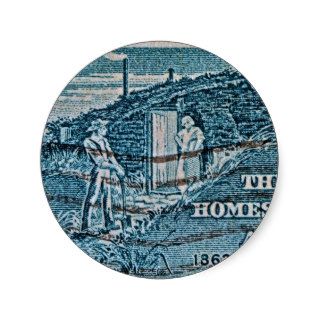 1962 Homestead Act Stamp Round Sticker
