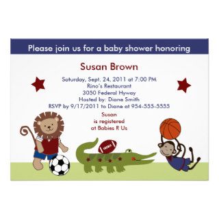 Safari Team/Animals2 Sports Baby Shower Invitation