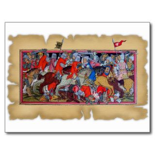 Medieval battle postcard