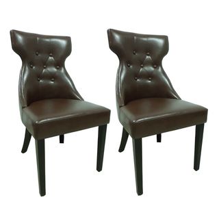 Elegant Brown Faux Leather Parson Dining Chair (Set of 2) Dining Chairs