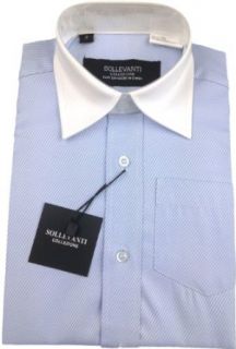 SOLLEVANTI Boys Short Sleeves Light Blue Diagonal Pinstripe Dress Shirt   HJ08 C   Light Blue Pinstripe, 4 Clothing
