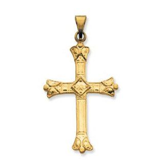 14K Yellow Gold 28.00X19.00 mm Cross Pendant Pendant Necklaces Jewelry