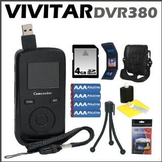 Vivitar 4X Digital Video Recorder 380 w/ 1.5 inch Screen Black + 4 GB Memory Card + Camcorder Bag + Mini Tripod + Accessory Kit  Camera & Photo