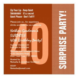 SURPRISE 40th Birthday Retro Square Pattern Invitations