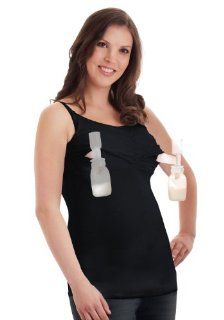 Full Coverage all in one Hands Free Pumping Bra & Nursing Tank by Rumina Nursingwear   Black Large  Breast Feeding Pumps  Baby