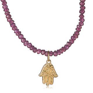 24K Gold Vermeil Hamsa and Rhodolite Garnet Necklace Pendant Necklaces Jewelry