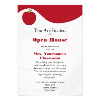 Back To School Open House Invitation   Red Apple