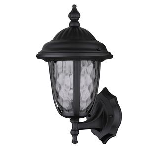 Transitional Black One Light Clear Optic Glass Outdoor Wall Fixture Wall Lighting