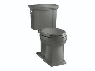 KOHLER K 3950 7 Tresham Comfort Height Two Piece Elongated 1.28 gpf Toilet, Black Black   Black And White Elongated Toilet Seat  
