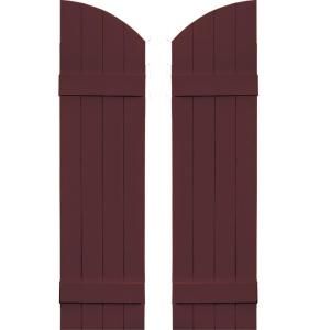 Builders Edge 14 in. x 49 in. Board N Batten Shutters Pair, Four Boards Joined with Arch Top #167 Bordeaux 090140049167