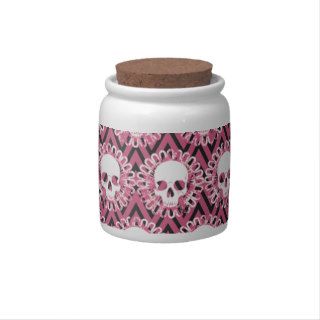 Vintage Skulls Pink Chevron Candy Jars
