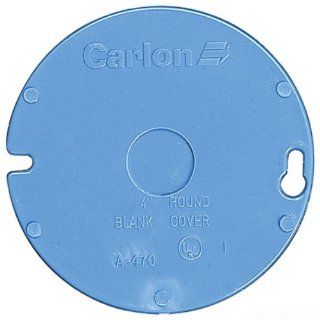 Carlon A470D Outlet Box Cover, Round, Blank, Raised, 4 Inch Diameter, Blue   Outlet Plates  