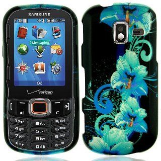Blue Flower Hard Cover Case for Samsung Intensity III 3 SCH U485 Cell Phones & Accessories