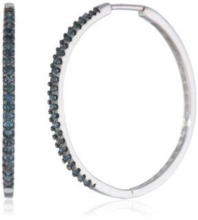 Sterling Silver Black Diamond Hoop Earrings (1/ 2 cttw) Jewelry