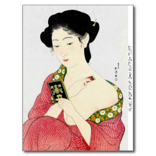 Cool oriental japanese classic geisha lady art postcards
