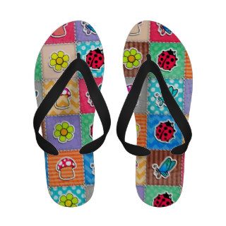 Cute & Colorful Butterfly, Ladybug, and Flower Flip Flops