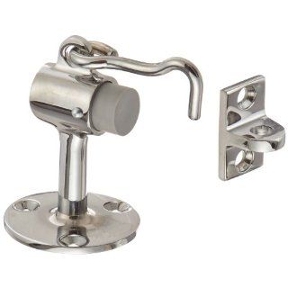 Rockwood 472.26 Brass Door Stop with Keeper, #12 x 1 1/4" FH WS Fastener with Plastic Anchor, 2 1/2" Base Diameter x 3 3/4" Height, Polished Chrome Plated Finish