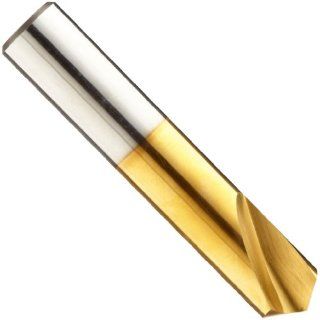 Magafor 0896 Series Cobalt Steel Titanium Nitride (TiN) Combination Spotting Drill and Countersink Bit, 2 Flute, 120 Degrees Cutting Angle, 0.472" Cutting Length