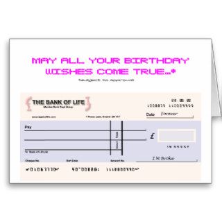Blank Check Birthday Card
