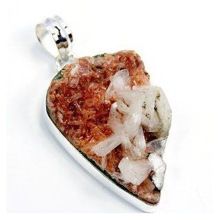 Rare Sterling Silver Rough Calcite Crystal Pendant Jewelry