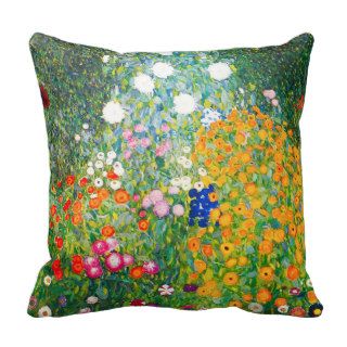 Gustav Klimt Flower Garden Pillow